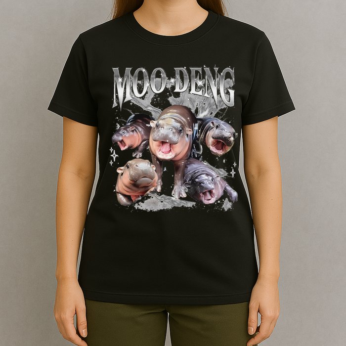 Funny Moo Deng Baby Pygmy Hippo Cute Zoo For Family T-Shirt