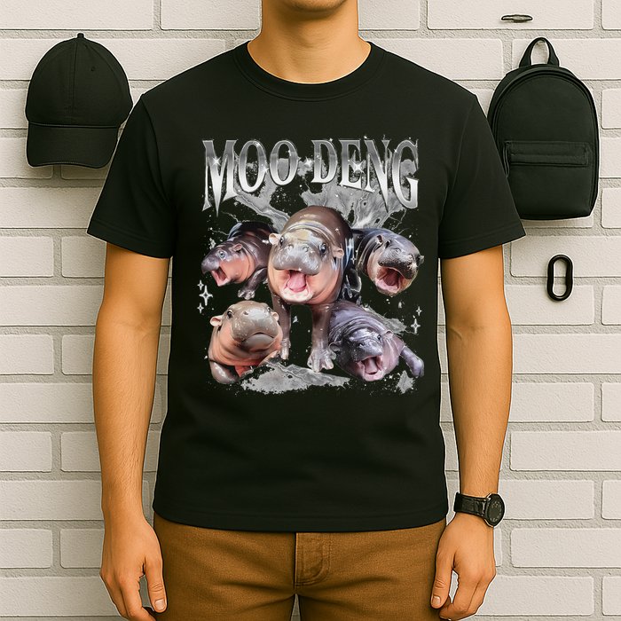 Funny Moo Deng Baby Pygmy Hippo Cute Zoo For Family T-Shirt