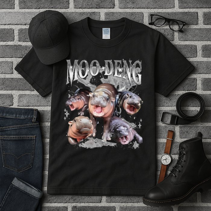 Funny Moo Deng Baby Pygmy Hippo Cute Zoo For Family Tall T-Shirt