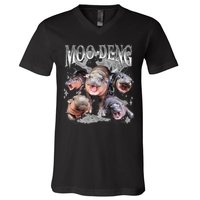 Funny Moo Deng Baby Pygmy Hippo Cute Zoo For Family V-Neck T-Shirt