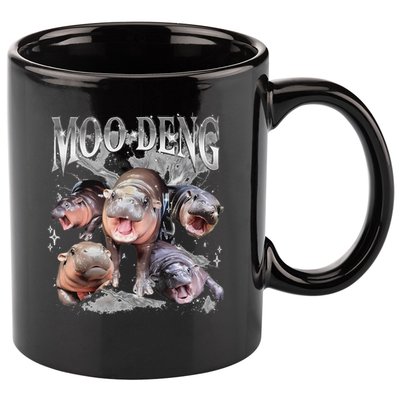 Funny Moo Deng Baby Pygmy Hippo Cute Zoo For Family 11oz C Handle Ceramic Mug