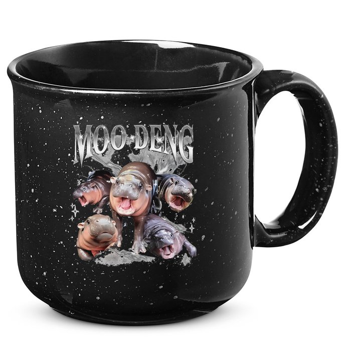 Funny Moo Deng Baby Pygmy Hippo Cute Zoo For Family 15oz Campfire Ceramic Mug