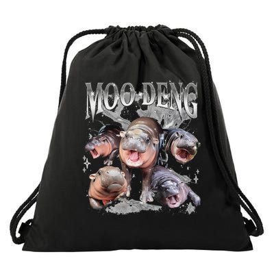 Funny Moo Deng Baby Pygmy Hippo Cute Zoo For Family Drawstring Bag