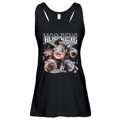 Funny Moo Deng Baby Pygmy Hippo Cute Zoo For Family Ladies Essential Flowy Tank