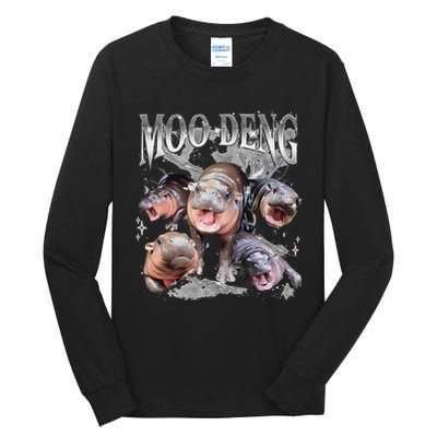 Funny Moo Deng Baby Pygmy Hippo Cute Zoo For Family Tall Long Sleeve T-Shirt