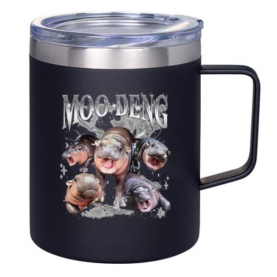 Funny Moo Deng Baby Pygmy Hippo Cute Zoo For Family 12oz Stainless Steel Coffee Mug