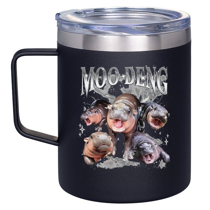 Funny Moo Deng Baby Pygmy Hippo Cute Zoo For Family 12oz Stainless Steel Coffee Mug