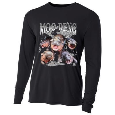 Funny Moo Deng Baby Pygmy Hippo Cute Zoo For Family Cooling Performance Long Sleeve Crew