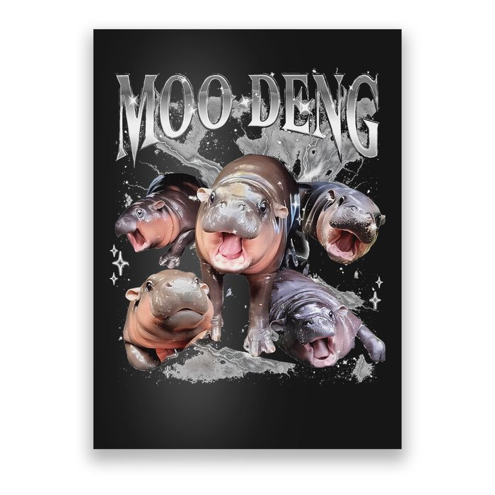 Funny Moo Deng Baby Pygmy Hippo Cute Zoo For Family Poster