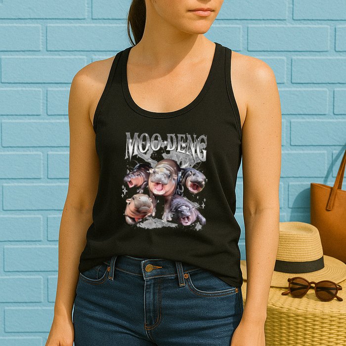 Funny Moo Deng Baby Pygmy Hippo Cute Zoo For Family Womens Tank Top