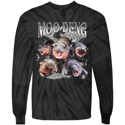 Funny Moo Deng Baby Pygmy Hippo Cute Zoo For Family Tie-Dye Long Sleeve Shirt