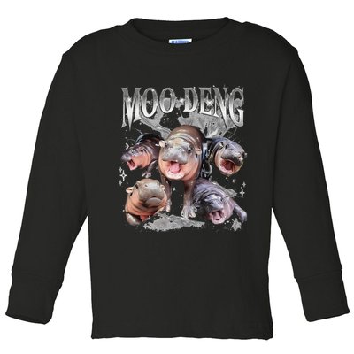 Funny Moo Deng Baby Pygmy Hippo Cute Zoo For Family Toddler Long Sleeve Shirt