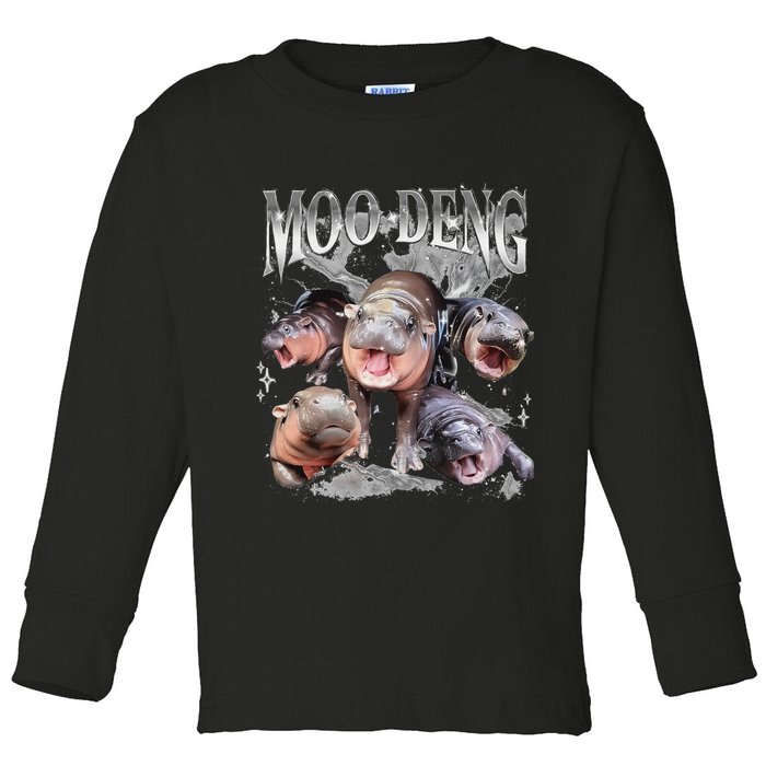 Funny Moo Deng Baby Pygmy Hippo Cute Zoo For Family Toddler Long Sleeve Shirt