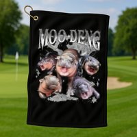 Funny Moo Deng Baby Pygmy Hippo Cute Zoo For Family Golf Towel