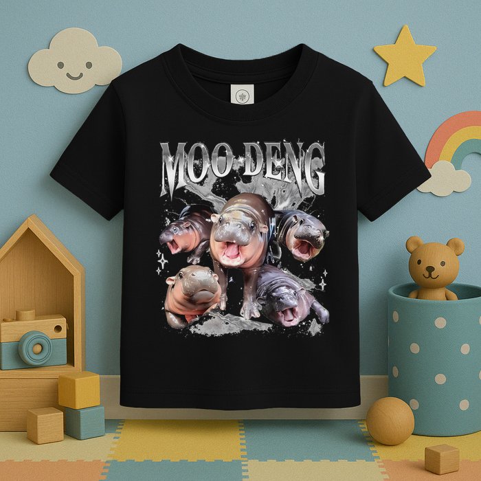 Funny Moo Deng Baby Pygmy Hippo Cute Zoo For Family Toddler T-Shirt