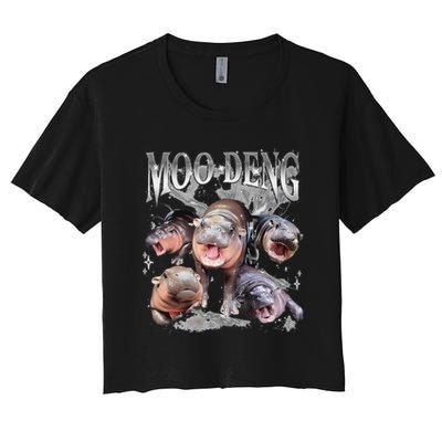 Funny Moo Deng Baby Pygmy Hippo Cute Zoo For Family Crop Top