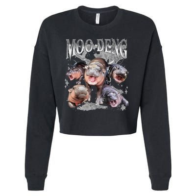 Funny Moo Deng Baby Pygmy Hippo Cute Zoo For Family Cropped Pullover Crew