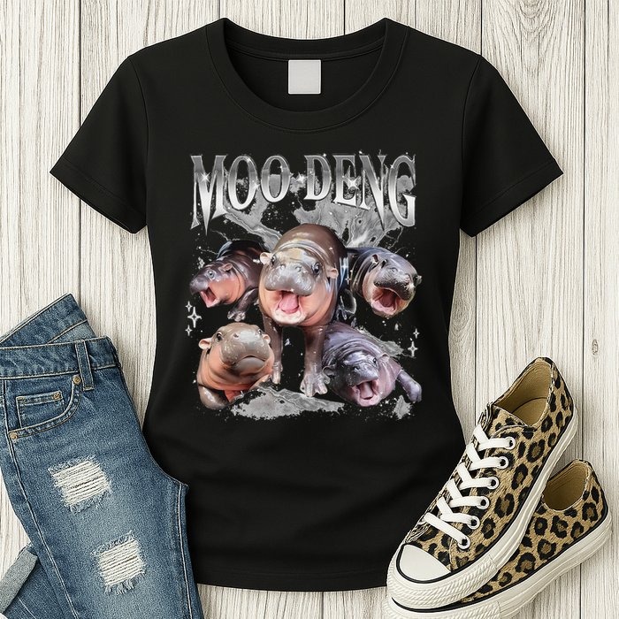 Funny Moo Deng Baby Pygmy Hippo Cute Zoo For Family Womens T-Shirt