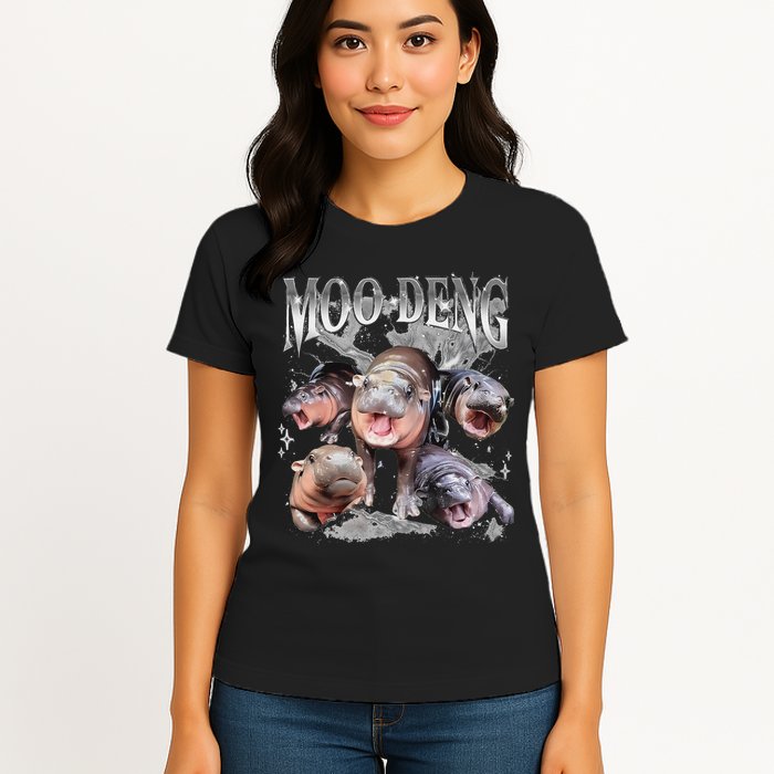 Funny Moo Deng Baby Pygmy Hippo Cute Zoo For Family Womens T-Shirt