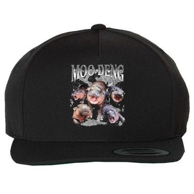 Funny Moo Deng Baby Pygmy Hippo Cute Zoo For Family Wool Snapback Cap