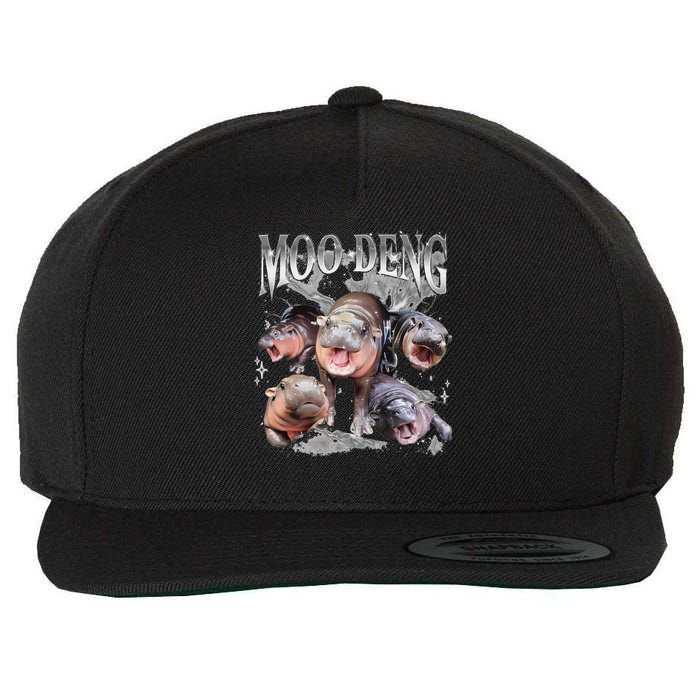 Funny Moo Deng Baby Pygmy Hippo Cute Zoo For Family Wool Snapback Cap