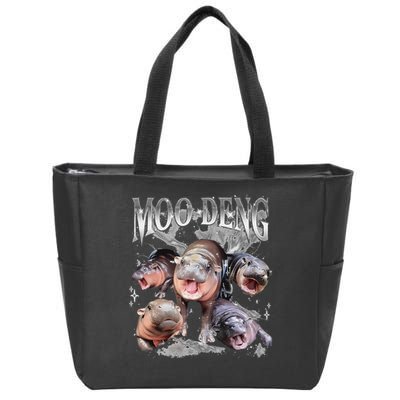 Funny Moo Deng Baby Pygmy Hippo Cute Zoo For Family Zip Tote Bag