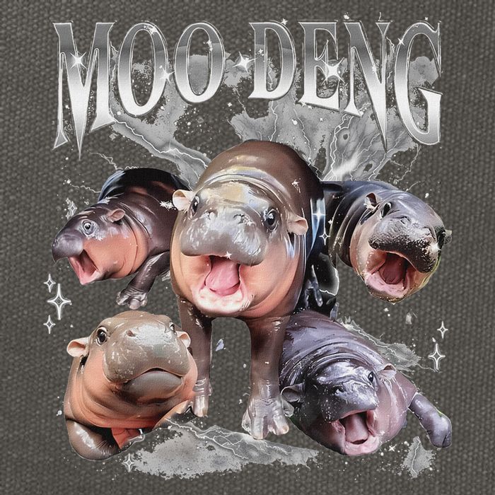 Funny Moo Deng Baby Pygmy Hippo Cute Zoo For Family Cotton Canvas Backpack