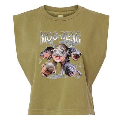 Funny Moo Deng Baby Pygmy Hippo Cute Zoo For Family Garment-Dyed Women's Muscle Tee