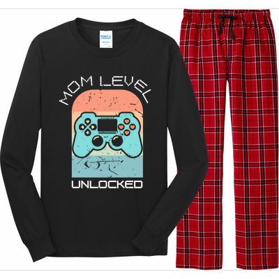 Funny Mothers Day Gamer Mom Gaming On A Mother Level Up Game Gift Long Sleeve Pajama Set