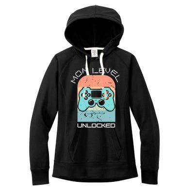 Funny Mothers Day Gamer Mom Gaming On A Mother Level Up Game Gift Women's Fleece Hoodie