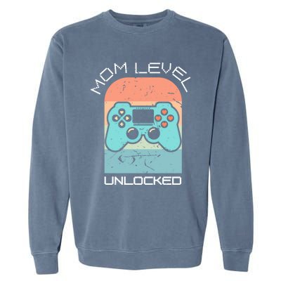 Funny Mothers Day Gamer Mom Gaming On A Mother Level Up Game Gift Garment-Dyed Sweatshirt