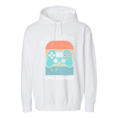 Funny Mothers Day Gamer Mom Gaming On A Mother Level Up Game Gift Garment-Dyed Fleece Hoodie