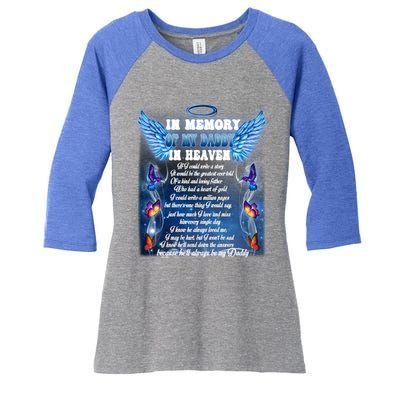 For My Daddy Lives In Heaven Daughter Son Missed Their Dad Great Gift Women's Tri-Blend 3/4-Sleeve Raglan Shirt