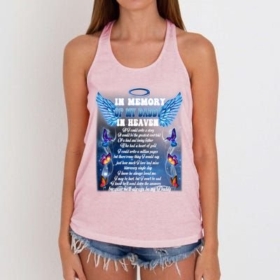 For My Daddy Lives In Heaven Daughter Son Missed Their Dad Great Gift Women's Knotted Racerback Tank