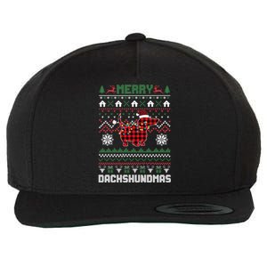 Funny Merry Dachshundmas Ugly Christmas Sweater Dachshund Gift Wool Snapback Cap