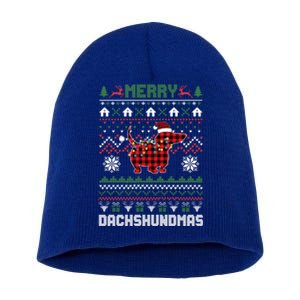 Funny Merry Dachshundmas Ugly Christmas Sweater Dachshund Gift Short Acrylic Beanie