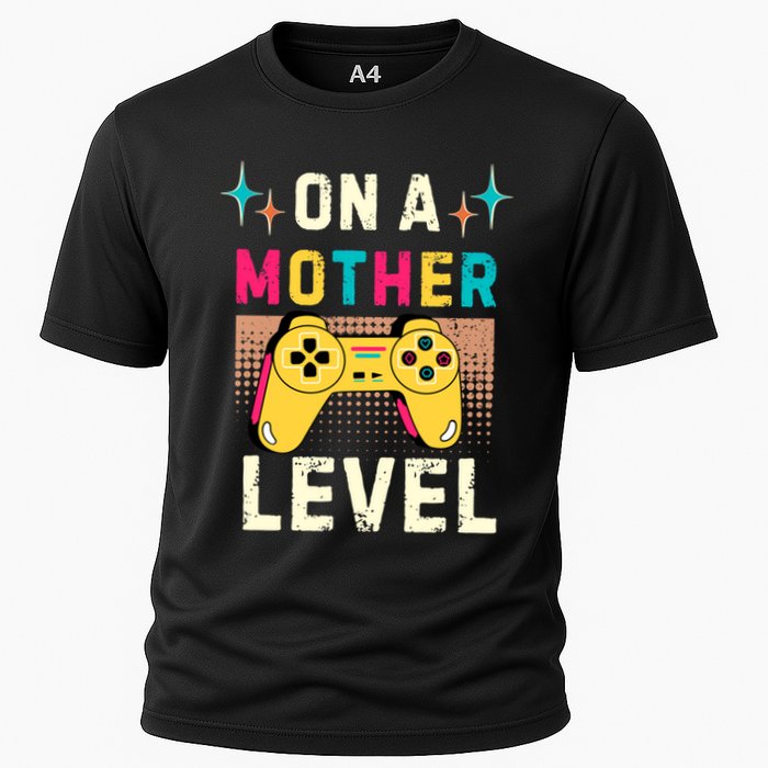 Funny Mothers Day Gamer Mom Gaming On A Mother Level Up Game Meaningful Gift Cooling Performance Crew T-Shirt