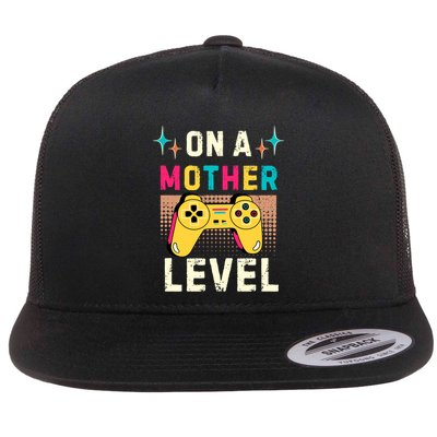 Funny Mothers Day Gamer Mom Gaming On A Mother Level Up Game Meaningful Gift Flatbill Hat