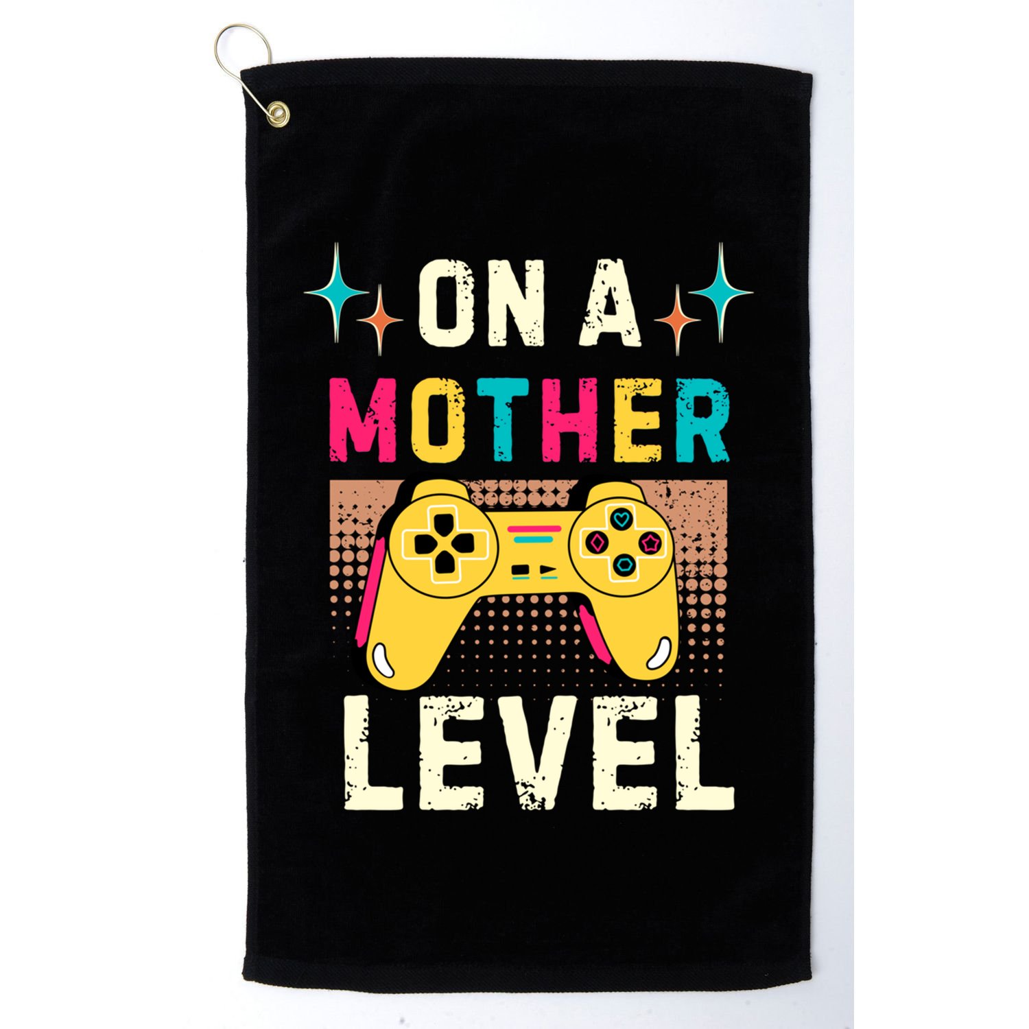Funny Mothers Day Gamer Mom Gaming On A Mother Level Up Game Meaningful Gift Golf Towel
