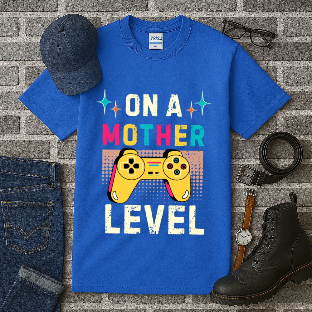 Funny Mothers Day Gamer Mom Gaming On A Mother Level Up Game Meaningful Gift Tall T-Shirt