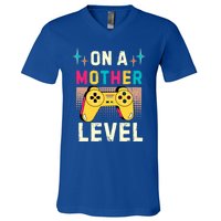 Funny Mothers Day Gamer Mom Gaming On A Mother Level Up Game Meaningful Gift V-Neck T-Shirt