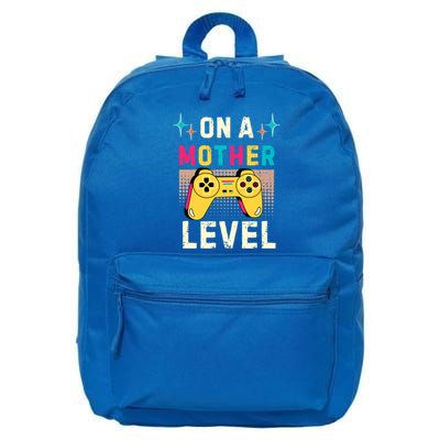 Funny Mothers Day Gamer Mom Gaming On A Mother Level Up Game Meaningful Gift 16 in Basic Backpack