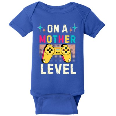 Funny Mothers Day Gamer Mom Gaming On A Mother Level Up Game Meaningful Gift Baby Bodysuit