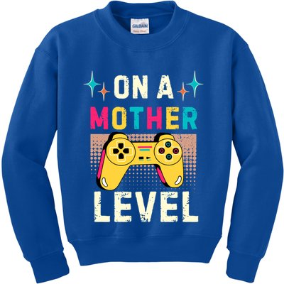 Funny Mothers Day Gamer Mom Gaming On A Mother Level Up Game Meaningful Gift Kids Sweatshirt