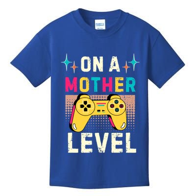 Funny Mothers Day Gamer Mom Gaming On A Mother Level Up Game Meaningful Gift Kids T-Shirt
