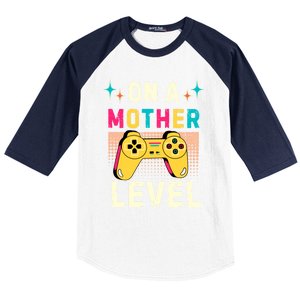 Funny Mothers Day Gamer Mom Gaming On A Mother Level Up Game Meaningful Gift Baseball Sleeve Shirt