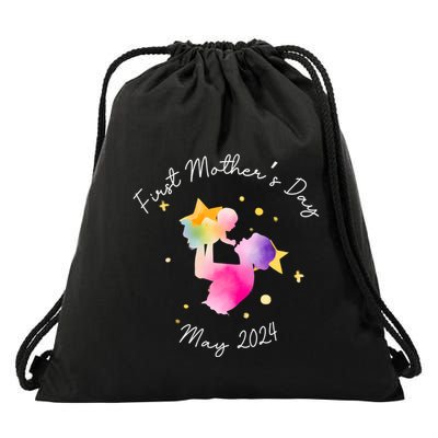 First MotherS Day Mother And New Mom Firsttime Mom Cool Gift Drawstring Bag