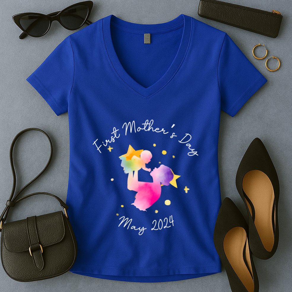 First MotherS Day Mother And New Mom Firsttime Mom Cool Gift Women's V-Neck T-Shirt