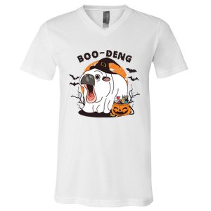 Funny Moo Deng Pumpkin Halloween Costumes Pygmy Hippopotamus V-Neck T-Shirt