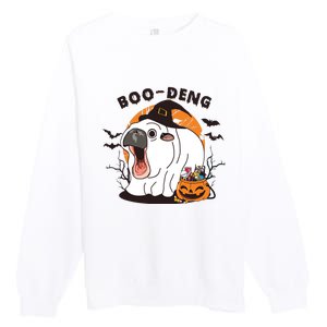 Funny Moo Deng Pumpkin Halloween Costumes Pygmy Hippopotamus Premium Crewneck Sweatshirt